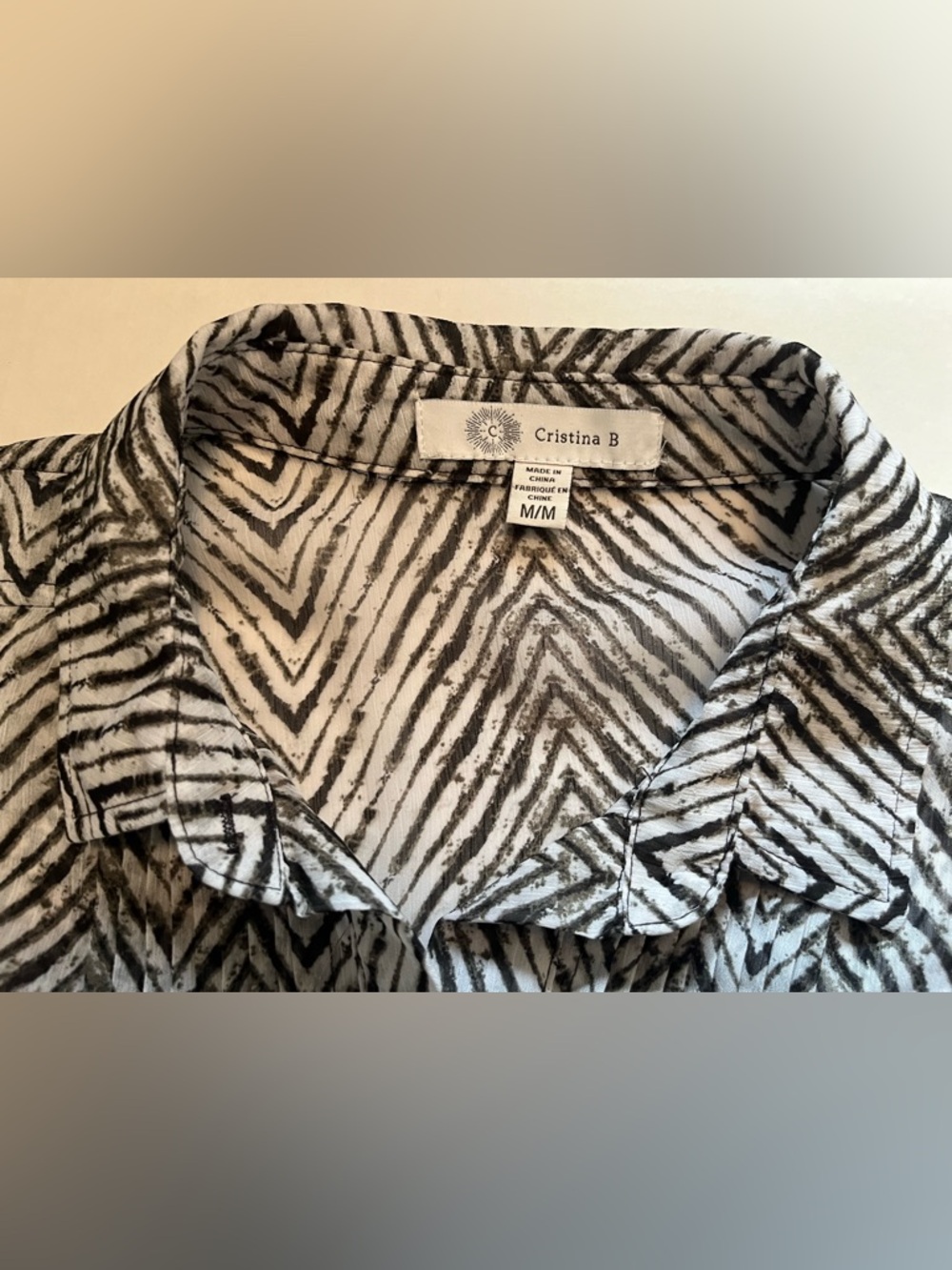 Black & White Chevron Button-Up Shirt - Picture 5 of 8